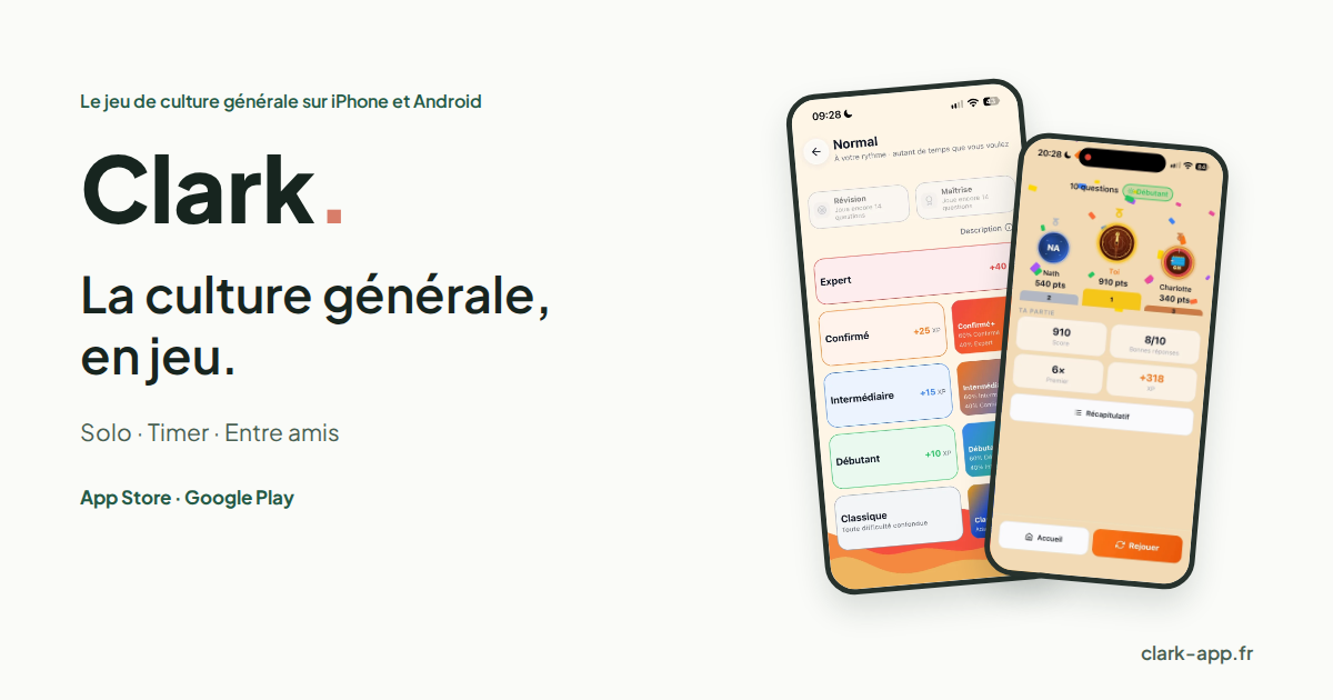 Clark — Quiz de culture générale sur iOS et Android