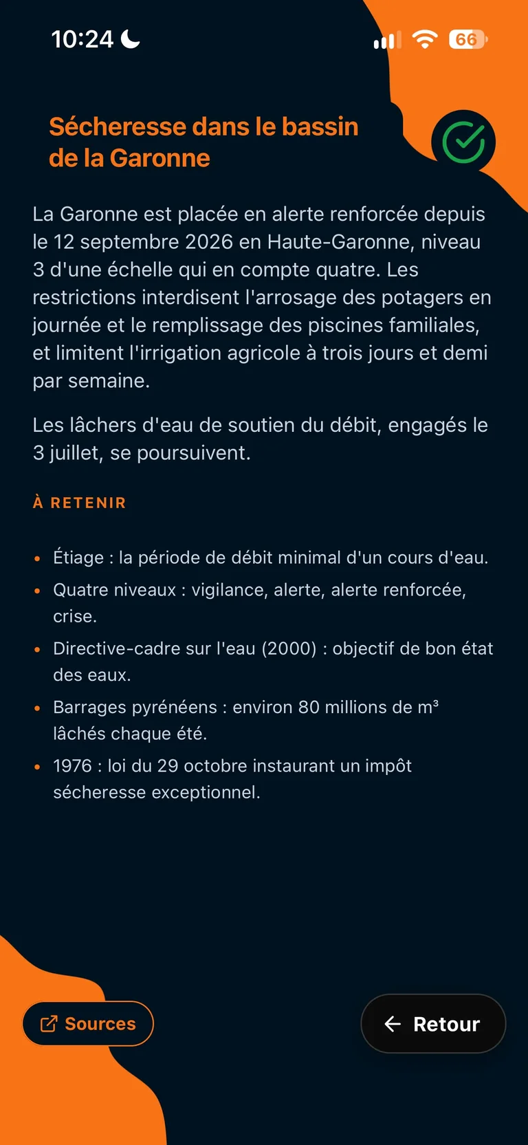 Le récapitulatif À retenir après des questions d'actualité dans Clark.