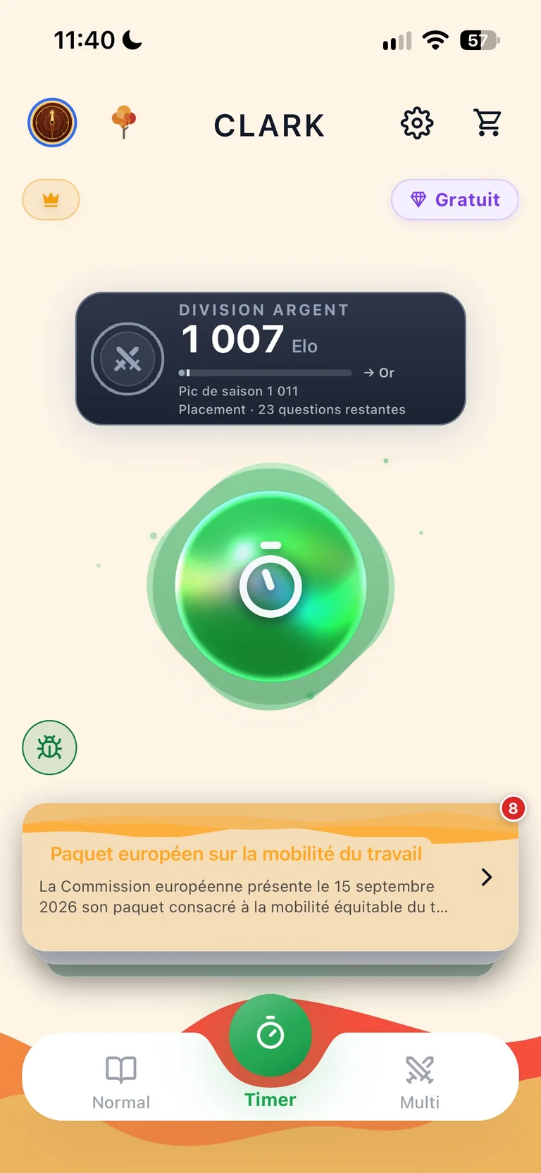 Le mode Timer dans l’application Clark